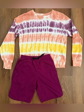 GAP Boys Tie-Dye Sweatshirt with Magenta Shorts